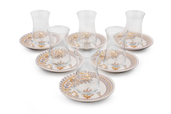 Hermia Juego de tazas de té D6 de 12 piezas en porcelana y cristal Hermia Juego de tazas de té D6 de 12 piezas en porcelana y cristal